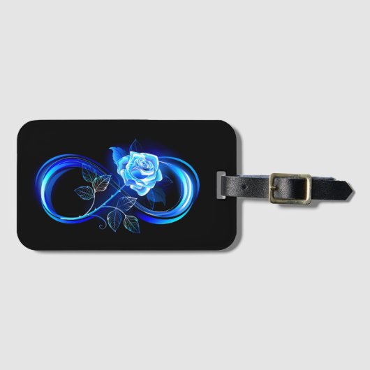 Glowing infinity with blue rose bagagelabel (Voorkant (horizontaal))
