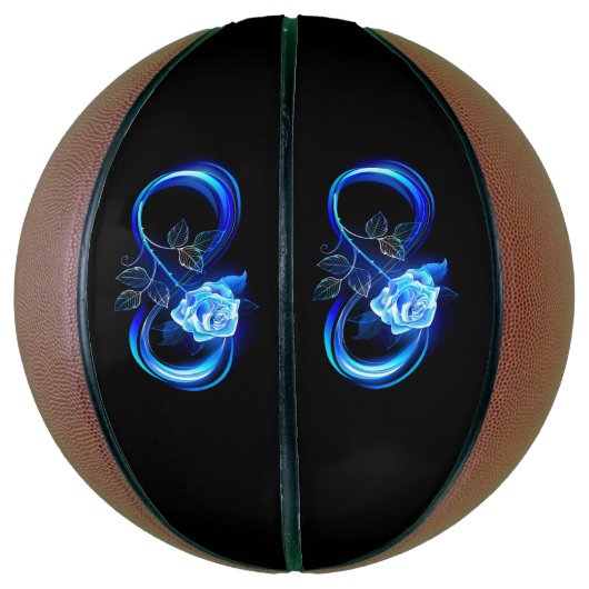 Glowing infinity with blue rose basketbal (Verticaal)