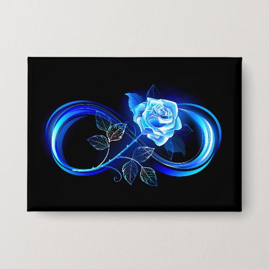 Glowing infinity with blue rose button (Voorkant)