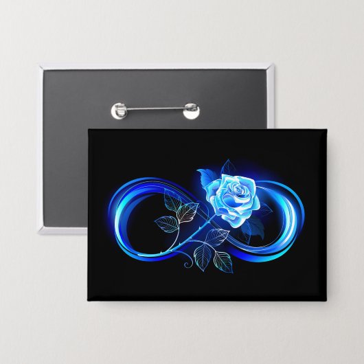 Glowing infinity with blue rose button (Voorkant / Achterkant)