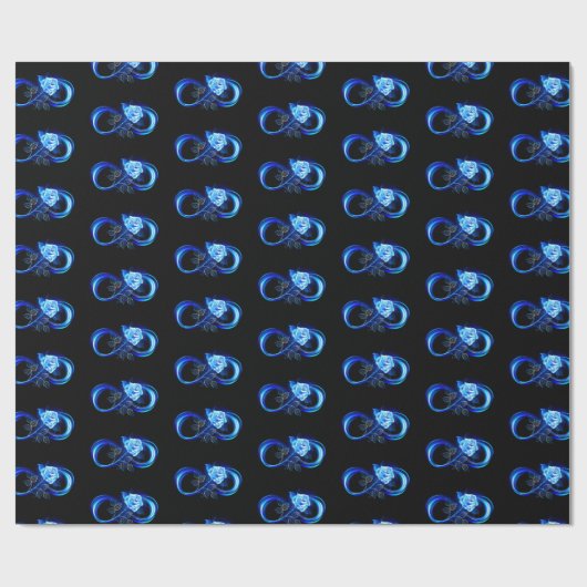 Glowing infinity with blue rose cadeaupapier (Vlak)