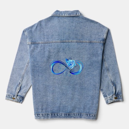 Glowing infinity with blue rose denim jacket (Achterkant)
