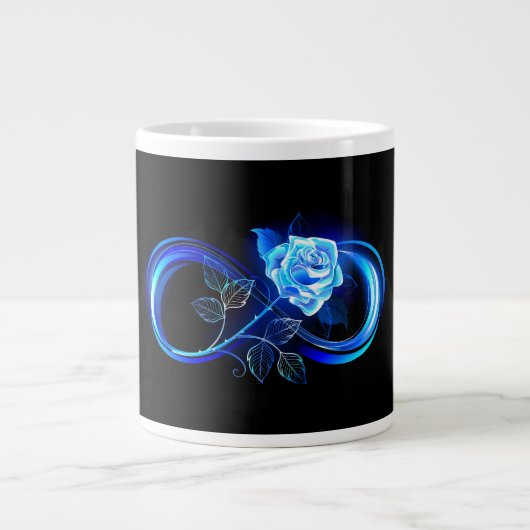Glowing infinity with blue rose extra grote beker (Voorkant)