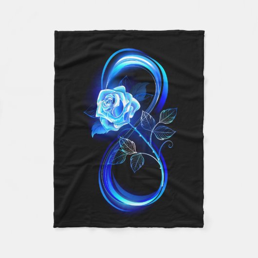 Glowing infinity with blue rose fleece deken (Voorkant)