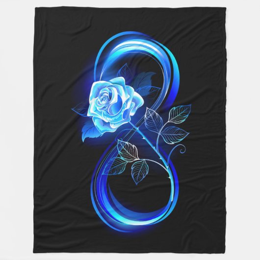 Glowing infinity with blue rose fleece deken (Voorkant)