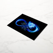 Glowing infinity with blue rose folie feestdagen briefkaart (Gedraaid)