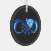 Glowing infinity with blue rose glas ornament (Voorkant Rechts)