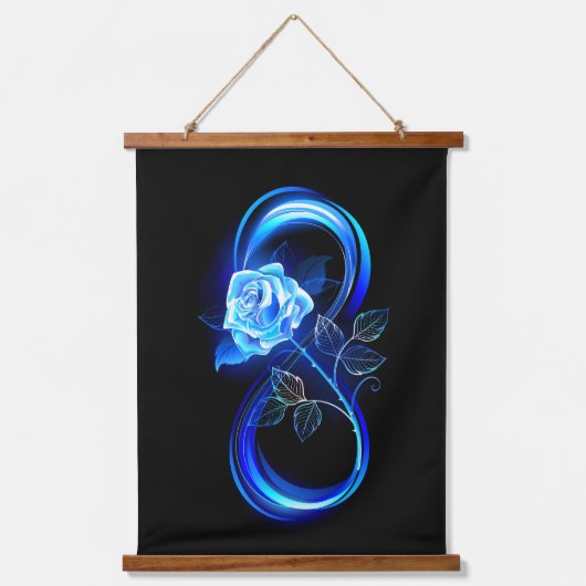 Glowing infinity with blue rose hangend wandkleed (Voorkant)