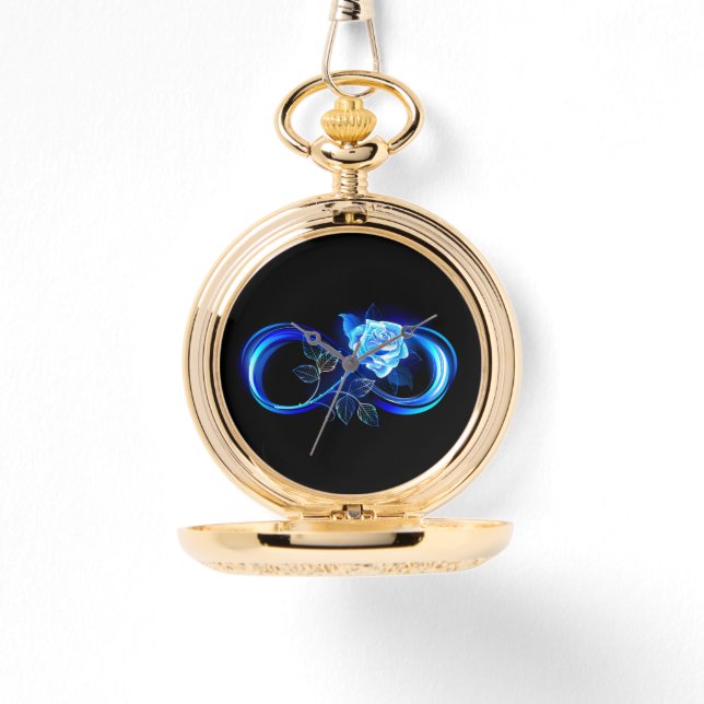 Glowing infinity with blue rose horloge (Voorkant)
