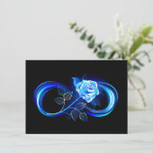 Glowing infinity with blue rose informatiekaartje (Staand voorkant)