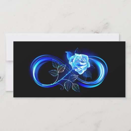 Glowing infinity with blue rose kaart (Voorkant)