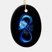 Glowing infinity with blue rose keramisch ornament (Achterkant)