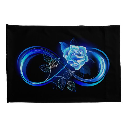 Glowing infinity with blue rose kussensloop (Achterkant-Rechts)