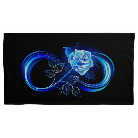 Glowing infinity with blue rose kussensloop (Voorkant-Links)