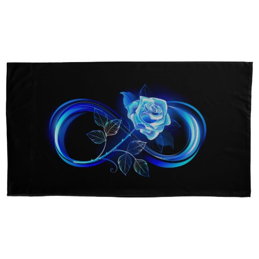 Glowing infinity with blue rose kussensloop (Voorkant)