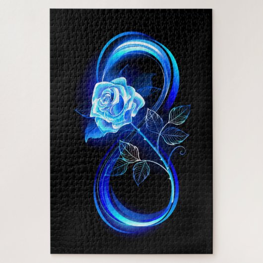 Glowing infinity with blue rose legpuzzel (Verticaal)