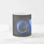 Glowing infinity with blue rose matglas koffiemok (Voorkant links)