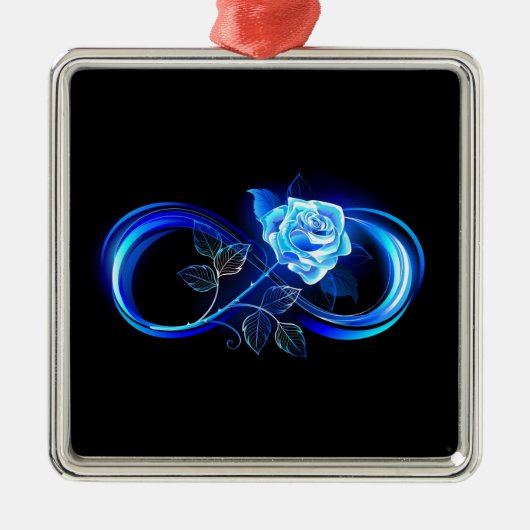 Glowing infinity with blue rose metalen ornament (Voorkant)