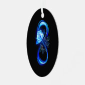 Glowing infinity with blue rose metalen ornament (Voorkant links)