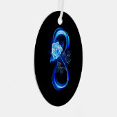 Glowing infinity with blue rose metalen ornament (Voorkant Rechts)