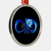 Glowing infinity with blue rose metalen ornament (Rechts)