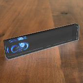 Glowing infinity with blue rose naambordje (Zijkant)