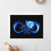 Glowing infinity with blue rose notitiekaartje (Voorkant / Achterkant in situ)