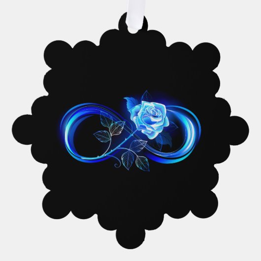 Glowing infinity with blue rose ornament kaart (Voorkant)