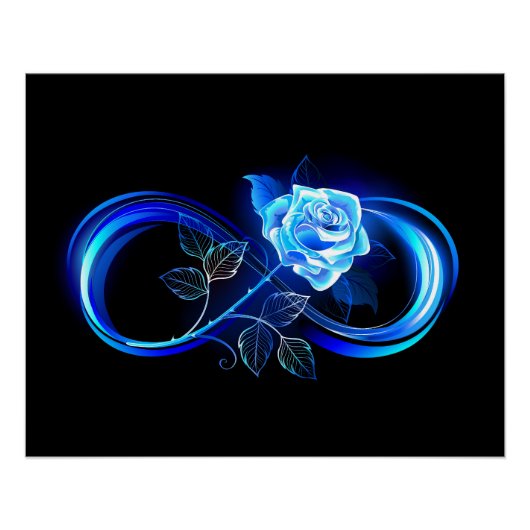 Glowing infinity with blue rose perfect poster (Voorkant)