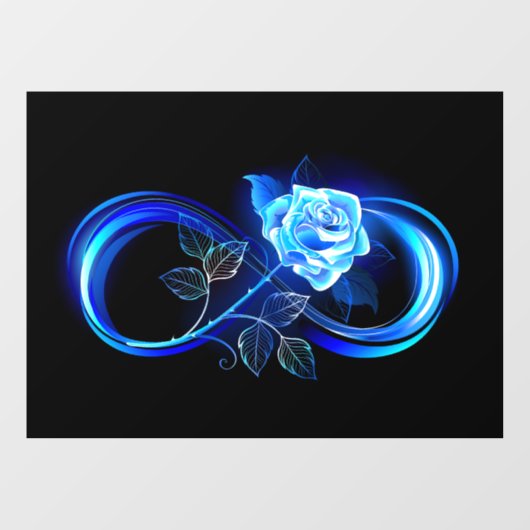 Glowing infinity with blue rose raamsticker (Vel)
