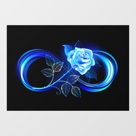 Glowing infinity with blue rose raamsticker (Vel)