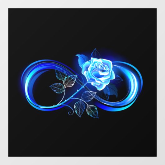Glowing infinity with blue rose raamsticker (Vel)