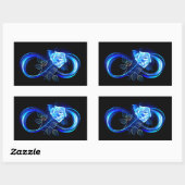 Glowing infinity with blue rose rechthoekige sticker (Vel)
