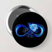 Glowing infinity with blue rose ronde button 4,0 cm (Voorkant /achterkant)