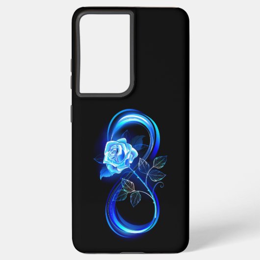 Glowing infinity with blue rose samsung galaxy hoesje (Achterkant)