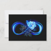 Glowing infinity with blue rose save the date (Voorkant)