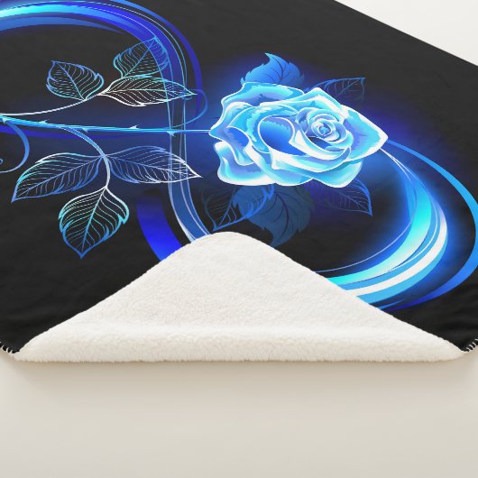 Glowing infinity with blue rose sherpa deken (3/4)