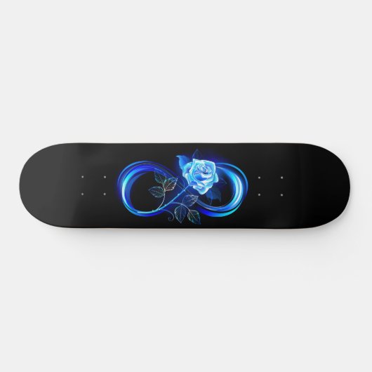 Glowing infinity with blue rose skateboard (Horizontaal)