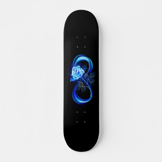 Glowing infinity with blue rose skateboard (Voorkant)