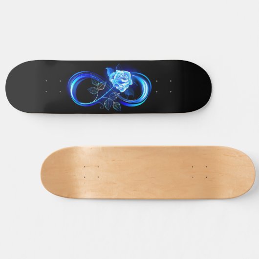 Glowing infinity with blue rose skateboard (Horizontaal)