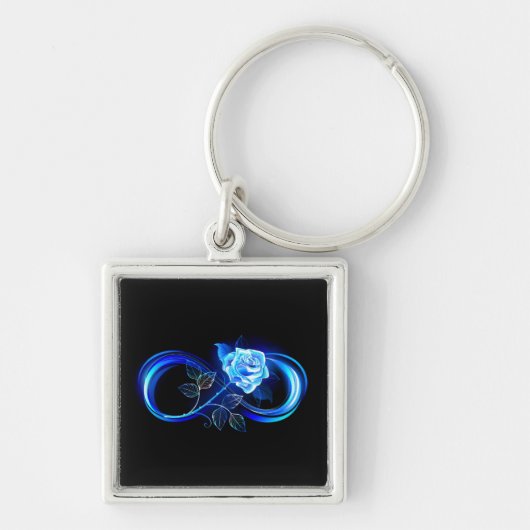 Glowing infinity with blue rose sleutelhanger (Voorkant)