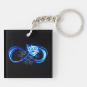 Glowing infinity with blue rose sleutelhanger (Achterkant)