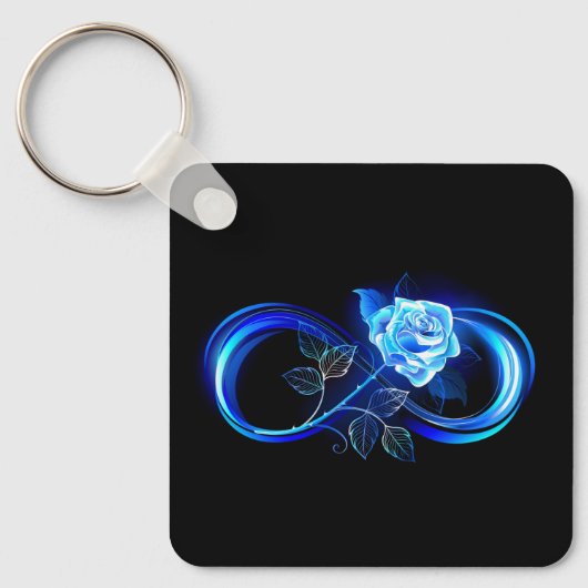 Glowing infinity with blue rose sleutelhanger (Voorkant)