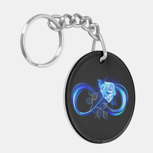 Glowing infinity with blue rose sleutelhanger (Voorkant Links)