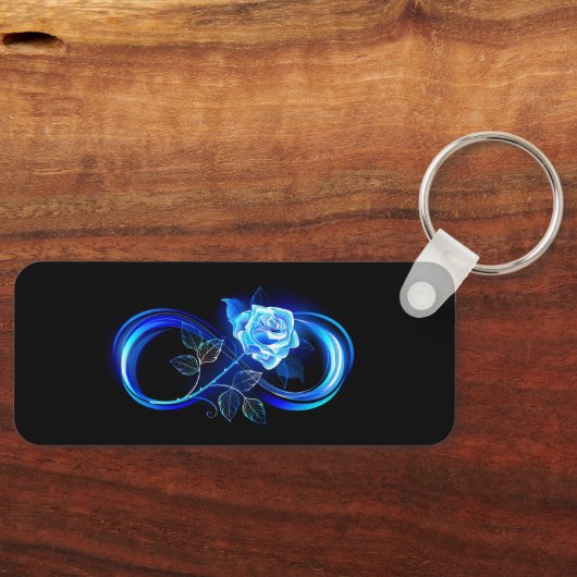 Glowing infinity with blue rose sleutelhanger (Voorkant)