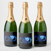 Glowing infinity with blue rose sparkling wijnetiket (Flessen)