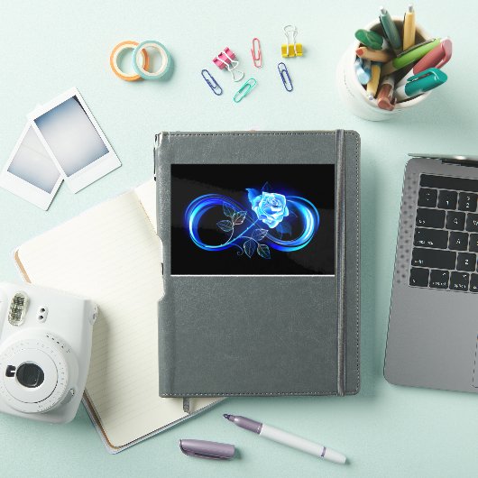 Glowing infinity with blue rose sticker (iPad Cover)
