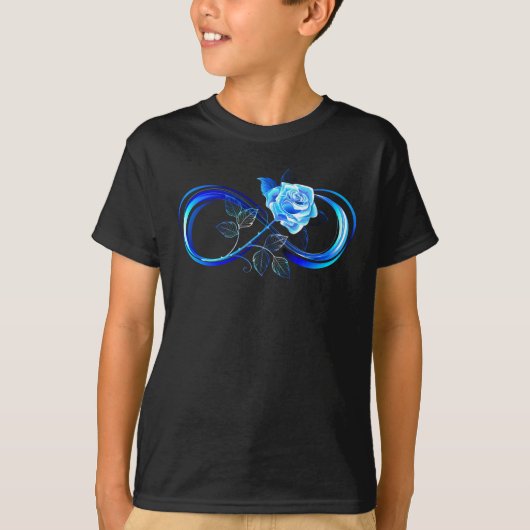 Glowing infinity with blue rose t-shirt (Voorkant)
