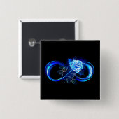 Glowing infinity with blue rose vierkante button 5,1 cm (Voorkant /achterkant)