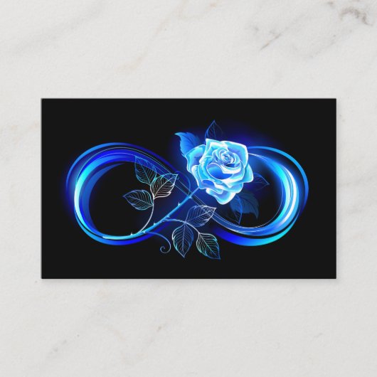 Glowing infinity with blue rose visitekaartje (Voorkant)